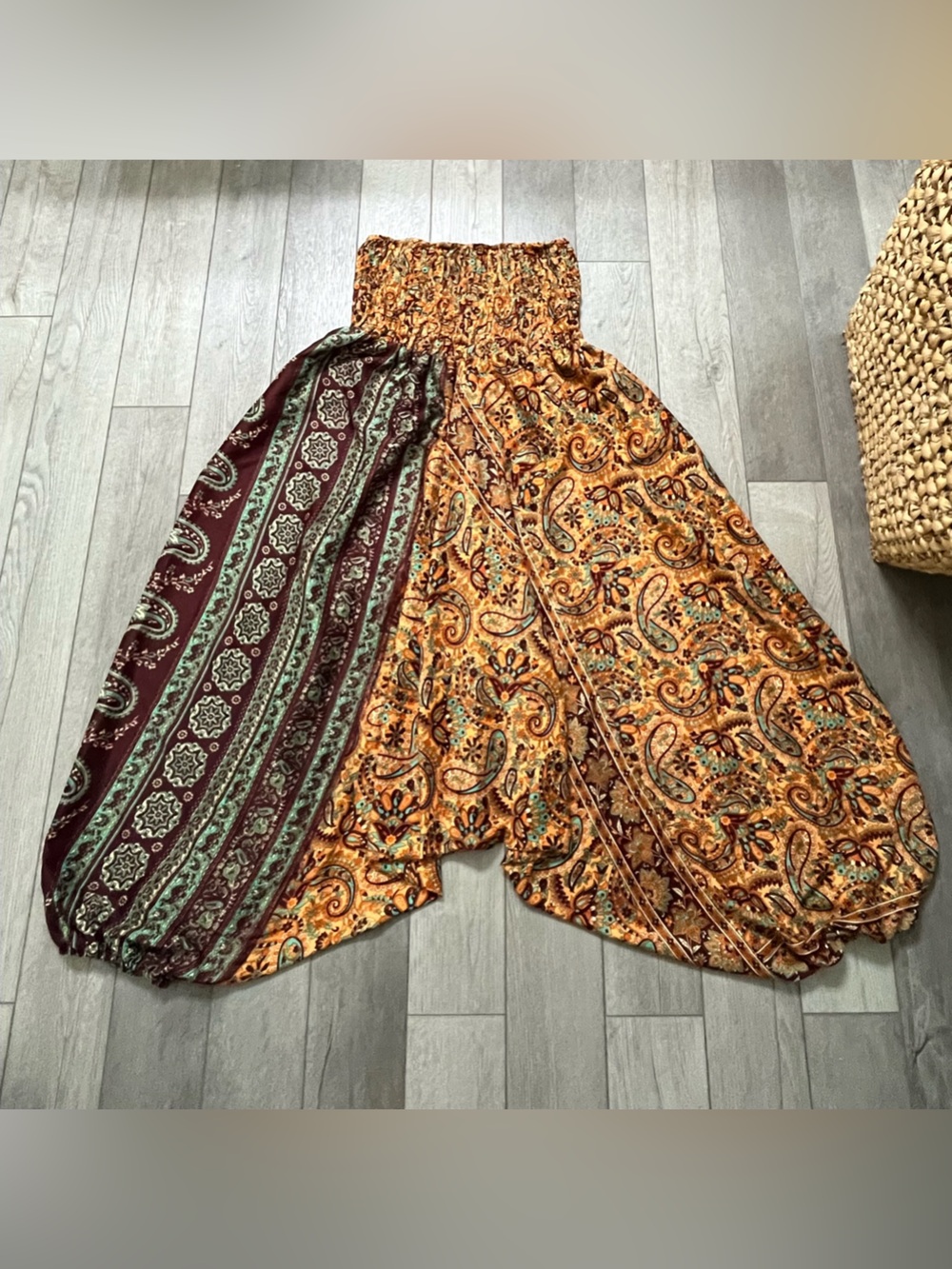 Boho Paisley Harem Pants with Mixed Print Size S,M,XS